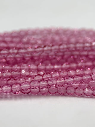 3mm Fire Polish- Rose Lumine
