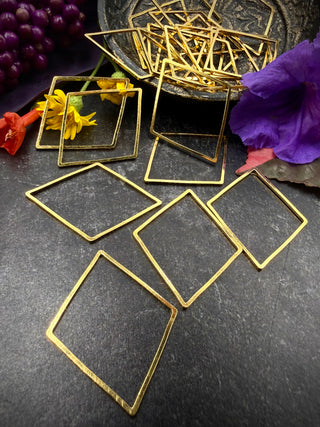 20pc Large Rhombus Wire Frame- 30x40mm Gold