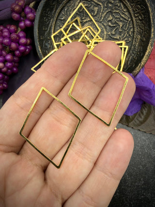 20pc Large Rhombus Wire Frame- 30x40mm Gold