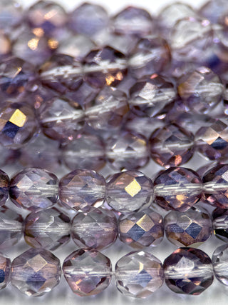 8mm Fire Polish- Amethyst Clouds