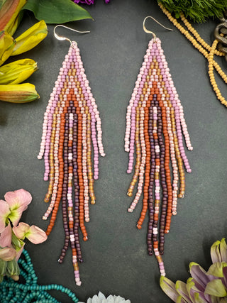 Mauve Terracotta Fringe Earrings