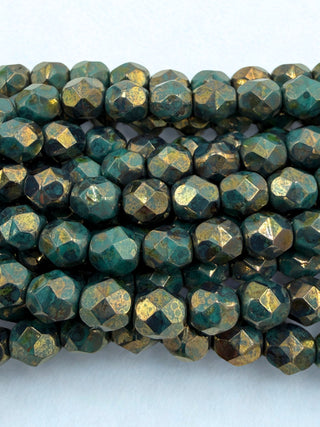 6mm Fire Polish- Persian Turquoise Bronze Picasso