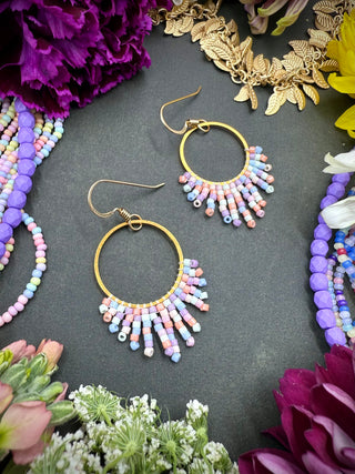 Sunburst Hoops- Mint Pastel Rose