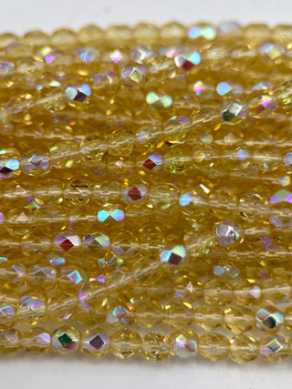 4mm Fire Polish- Light Topaz AB