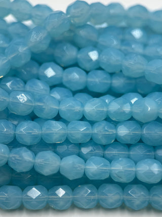 6mm Fire Polish- Blue Opal