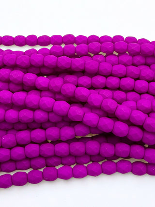 3mm Fire Polish- Neon Purple