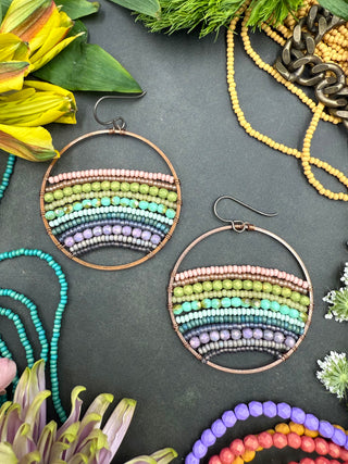 Tapesrty Hoop Earrings- Minimal Rainbow