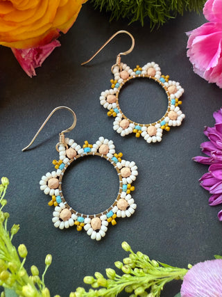 DIY KIT: Flower Hoops- Gold Cream