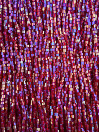 Size 11/0 2-Cut Czech Glass- #92 Dark Ruby Rainbow
