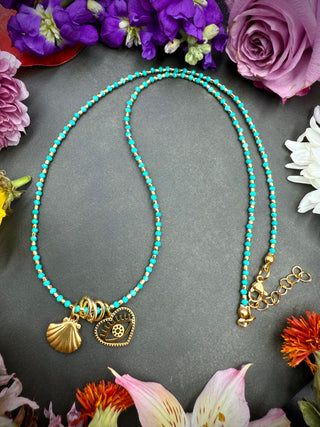 Teal Magnesite Gold Necklace