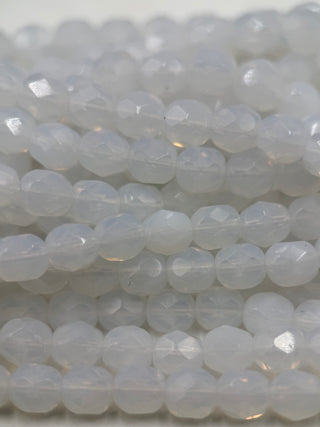 6mm Fire Polish- White Opal