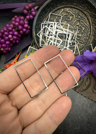 20pc Rectangle Wire Frame- 17x32mm Silver