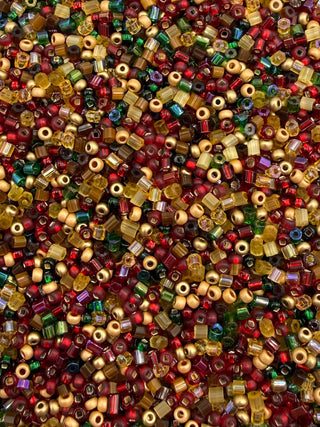 25 Gram Size 11/0 Czech Glass Mix- Gilded Ruby