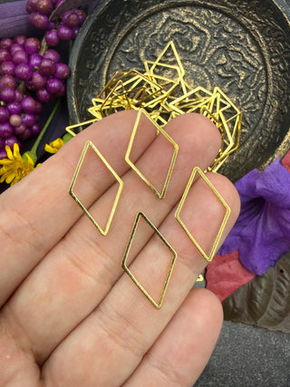 20pc Small Rhombus Wire Frame- 14x24mm Gold