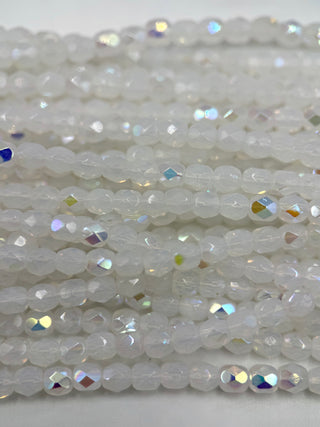 4mm Fire Polish- White Opal AB