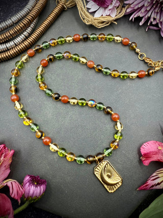 Tortoise Shell Moon Necklace 18"-20"