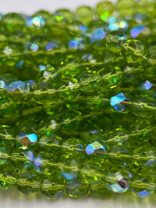 6mm Fire Polish- Olivine AB