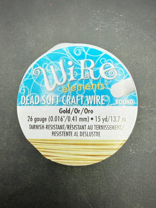 26 Gauge Round Craft Wire 15 Yards - GOLD