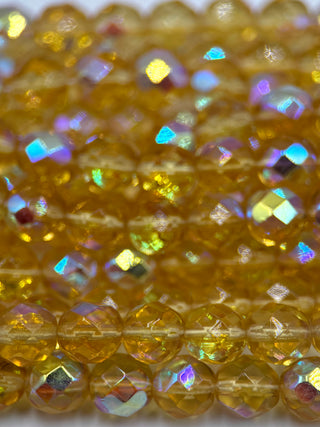 8mm Fire Polish- Light Topaz AB