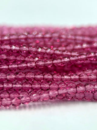 3mm Fire Polish- Old Rose Lumine