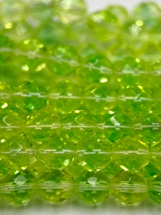 8mm Fire Polish- Lemon Lime