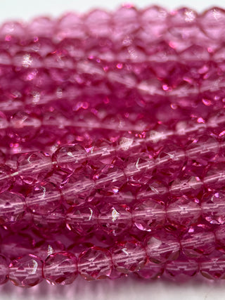 6mm Fire Polish- Rose Fuchsia Lumine