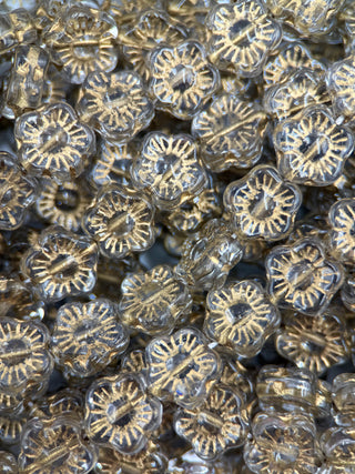 10mm Flower- Crystal Gold Line
