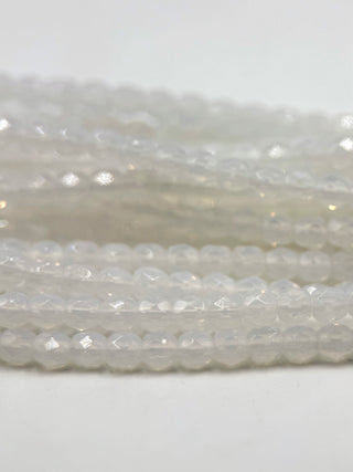 3mm Fire Polish- White Opal