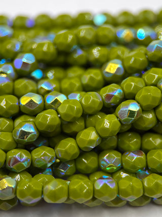 6mm Fire Polish- Chartreuse AB