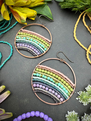 Tapesrty Hoop Earrings- Minimal Rainbow