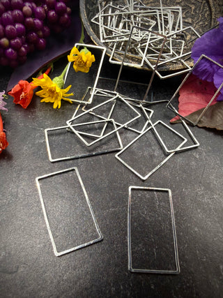 20pc Rectangle Wire Frame- 17x32mm Silver