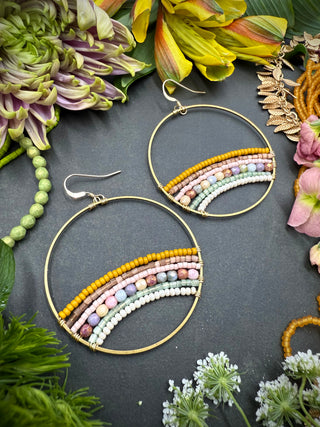 Tapesrty Hoop Earrings- Luster Mix Mustard