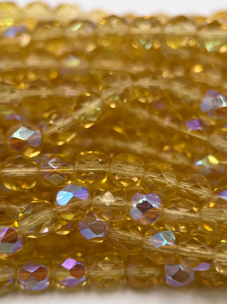 6mm Fire Polish- Light Topaz AB