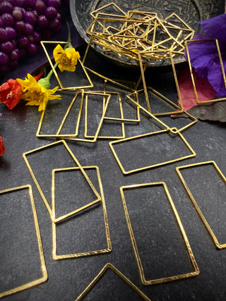 20pc Rectangle Wire Frame- 17x32mm Gold