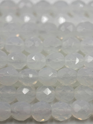 8mm Fire Polish- White Opal