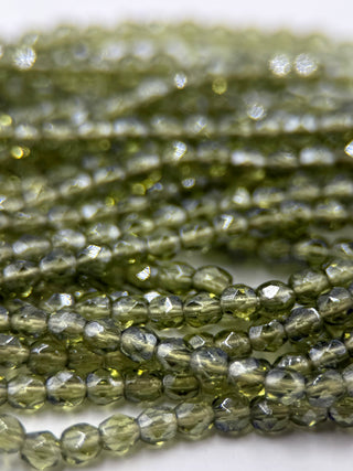 3mm Fire Polish- Dark Olivine Luster