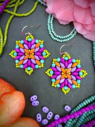 DIY KIT: Mandala Earrings- Electric Fuchsia Olive Mustard