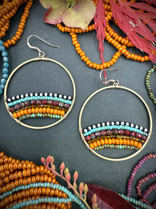 DIY KIT: Tapestry Hoops- Turquoise Red Picasso