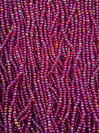 Size 11/0 Czech Glass- #792 Dark Ruby Silver Lined Rainbow