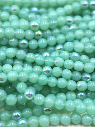6mm Round Druk- Peridot Opal AB