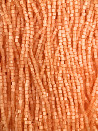 Size 11/0 2-Cut Czech Glass- #1506 Coral Satin (tint)
