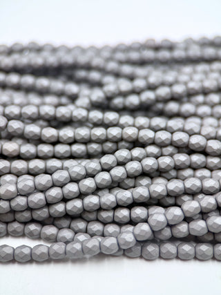 4mm Fire Polish- Saturated Gray