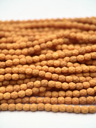 4mm Fire Polish- Saturated Pumpkin