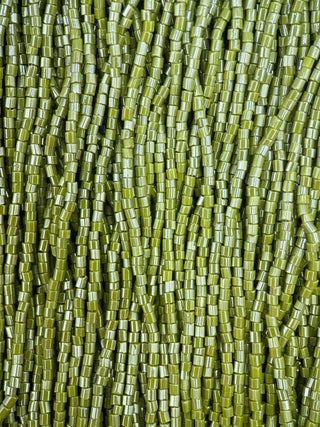 Size 11/0 2-Cut Czech Glass- #1345 Olive Green Luster