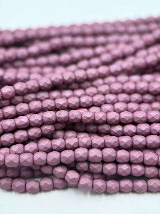 4mm Fire Polish- Saturated  Lavender