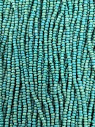 Size 11/0 Czech Glass- #766m Blue Green Matte Rainbow