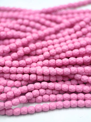 4mm Fire Polish- Saturated Pink
